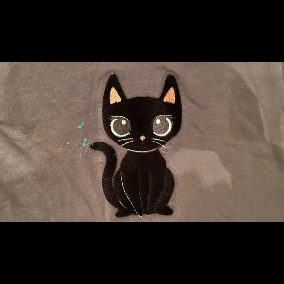 Girls Black Dress with Fuzzy Cat - Picture 2 of 4